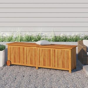 vidaXL Ladă depozitare grădină cu roți, 150x50x58cm, lemn masiv acacia imagine