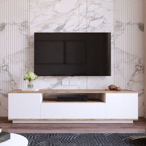Comoda TV FR7 - AW, Locelso, 180x44.5x44.6 cm, natural/alb imagine