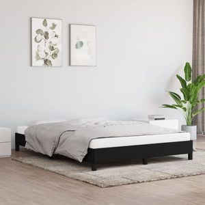 vidaXL Cadru de pat, negru, 140x200 cm, material textil imagine
