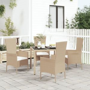 vidaXL Set mobilier de grădină cu perne, 5 piese, bej, poliratan imagine