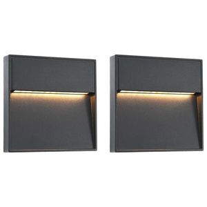 vidaXL Lămpi de perete LED de exterior, 2 buc., negru, 3 W, pătrat imagine