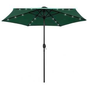 vidaXL Umbrelă de soare cu LED-uri și stâlp aluminiu, verde, 270 cm imagine