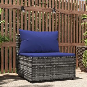 vidaXL Canapea de mijloc de grădină, cu perne, gri, poliratan imagine
