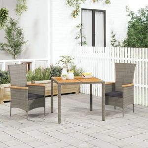 vidaXL Set mobilier de grădină cu perne, 3 piese, gri, poliratan imagine