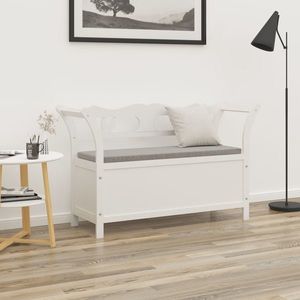 vidaXL Bancă, alb, 107x45x75, 5 cm, lemn masiv de brad imagine