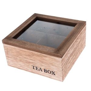 Cutie de lemn pentru plicuri de ceai TEA, 16 x 16 x 8 cm imagine
