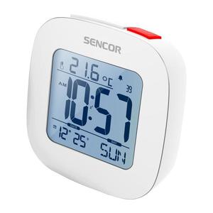 Ceas deșteptător cu afișaj LCD și termometru 2xAAA alb Sencor imagine