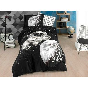 Lenjerie de pat pentru o persoana, 3 piese, 160x220 cm, 100% bumbac poplin, Hobby, Galaxy, negru imagine