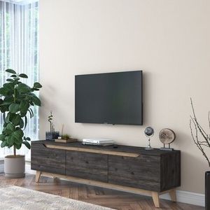 Comoda TV, Wren, D1 - 2487, 180 x 48.6 x 35 cm, pal melaminat, nuc/negru imagine
