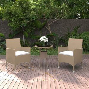 vidaXL Set mobilier de grădină, 3 piese, bej, poliratan imagine