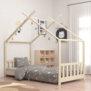 vidaXL Cadru de pat pentru copii, 90 x 200 cm, lemn masiv de pin imagine