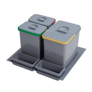 Cos de gunoi Praktico incorporabil in sertar, cu 3 recipiente, pentru corp de 600 mm latime H: 300 mm- Maxdeco imagine