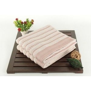 Set 2 prosoape de maini 50x90 cm, 100% bumbac, Saheser, Bombeli Pink imagine