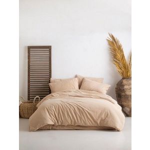 Lenjerie de pat pentru o persoana, 2 piese, 140x200 cm, 100% bumbac, Limasso, Standart Stonewashed, bej imagine