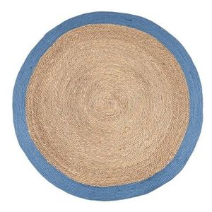 Covor Zahra, Bizzotto, Ø 120 cm, fibre naturale/hartie impletita, natural/albastru imagine