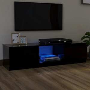 vidaXL Comodă TV cu lumini LED, negru, 140x40x35, 5 cm imagine