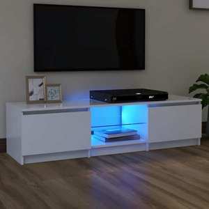 vidaXL Comodă TV cu lumini LED, alb, 140x40x35, 5 cm imagine