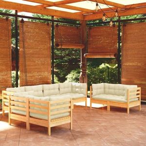 vidaXL Set mobilier grădină cu perne crem, 8 piese, lemn masiv de pin imagine