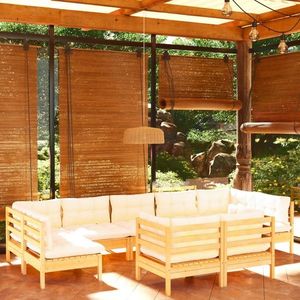 vidaXL Set mobilier grădină cu perne crem, 9 piese, lemn masiv de pin imagine
