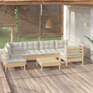 vidaXL Set mobilier grădină cu perne crem, 7 piese, lemn masiv pin imagine