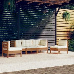 vidaXL Set mobilier grădină cu perne, 5 piese, lemn masiv de pin imagine