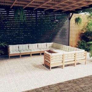 vidaXL Set mobilier relaxare grădină perne 11piese lemn pin maro miere imagine