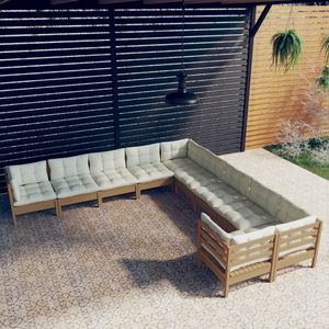 vidaXL Set mobilier grădină cu perne, 10 piese, maro miere, lemn pin imagine