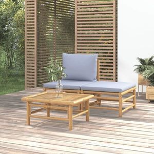 vidaXL Set mobilier de grădină cu perne gri deschis, 3 piese, bambus imagine