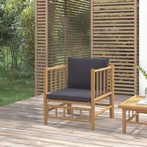 vidaXL Canapea de grădină, perne gri închis, bambus imagine