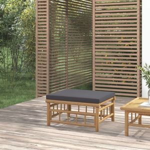 vidaXL Taburet de grădină, pernă gri închis, bambus imagine