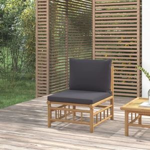 vidaXL Canapea de mijloc de grădină, perne gri închis, bambus imagine