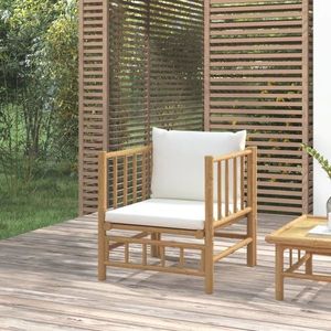 vidaXL Canapea de grădină cu perne alb crem, bambus imagine
