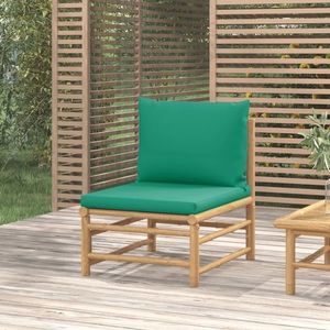 vidaXL Canapea de mijloc pentru grădină, perne verzi, bambus imagine