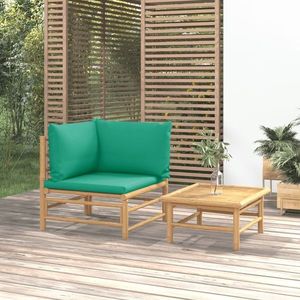vidaXL Set mobilier de grădină cu perne verzi, 2 piese, bambus imagine