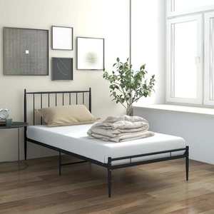 vidaXL Cadru de pat, negru, 90x200 cm, metal imagine