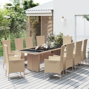 vidaXL Set mobilier de grădină cu perne, 11 piese, bej, poliratan imagine