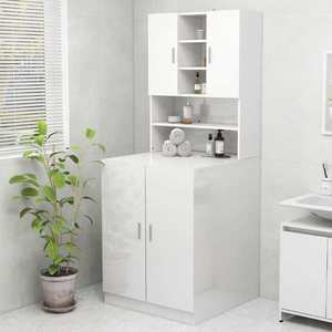 vidaXL Dulap mașină de spălat, alb extralucios, 70, 5x25, 5x90 cm imagine