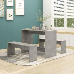 vidaXL Set mobilier de bucătărie, 3 piese, gri beton, PAL imagine