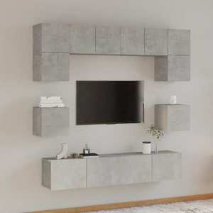vidaXL Set dulap TV, 8 piese, gri beton, lemn prelucrat imagine