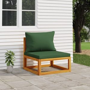 vidaXL Canapea de mijloc grădină, perne verzi, lemn masiv acacia imagine