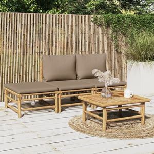 vidaXL Set mobilier de grădină cu perne gri taupe, 4 piese, bambus imagine