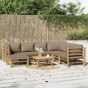 vidaXL Set mobilier de grădină cu perne gri taupe, 8 piese, bambus imagine