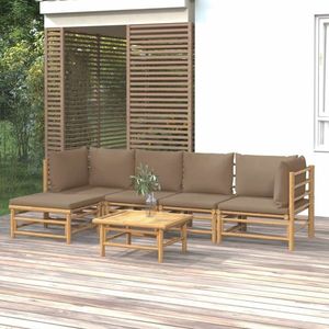 vidaXL Set mobilier de grădină cu perne gri taupe, 6 piese, bambus imagine