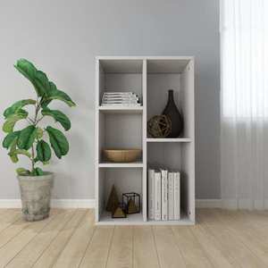 vidaXL Bibliotecă/Dulap, alb extralucios, 50x25x80 cm, lemn prelucrat imagine