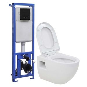vidaXL Vas toaletă suspendat cu rezervor încastrat înalt, ceramică imagine