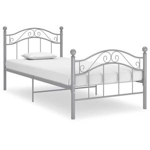 vidaXL Cadru de pat, gri, 90 x 200 cm, metal imagine