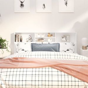vidaXL Tăblie de pat cu dulap, alb, 180x19x103, 5 cm imagine