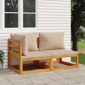 vidaXL Set canapea de grădină, 2 piese, cu perne, lemn masiv de acacia imagine