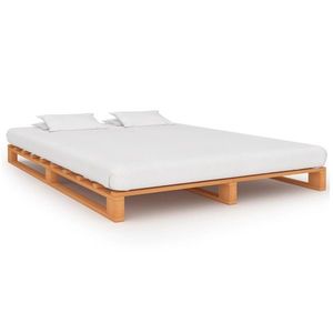 vidaXL Cadru de pat din paleți, maro, 200x200 cm, lemn masiv de pin imagine