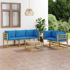 vidaXL Set mobilier grădină, perne albastru deschis, 6 piese, lemn pin imagine